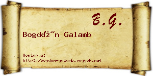 Bogdán Galamb névjegykártya